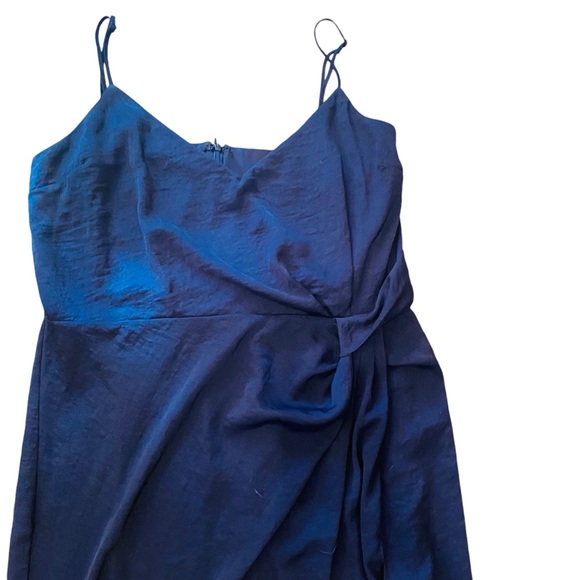 ASOS Navy Blue Satin Midi Dress - Picture 3 of 5